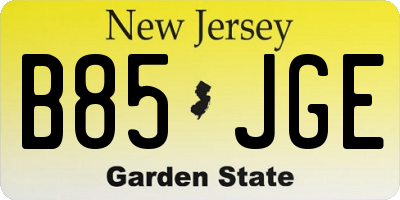 NJ license plate B85JGE