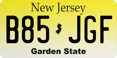 NJ license plate B85JGF