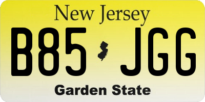 NJ license plate B85JGG