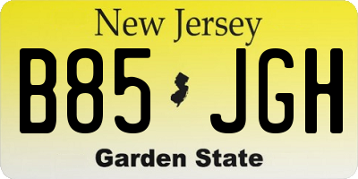 NJ license plate B85JGH