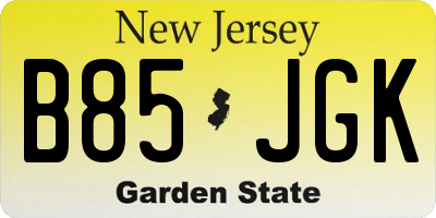 NJ license plate B85JGK