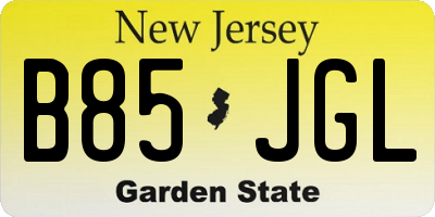 NJ license plate B85JGL