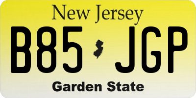 NJ license plate B85JGP