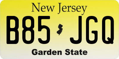 NJ license plate B85JGQ