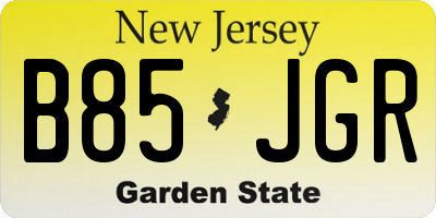 NJ license plate B85JGR