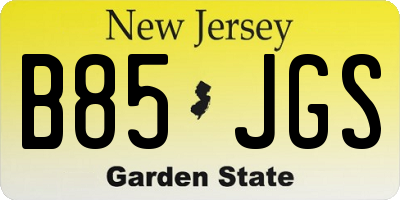 NJ license plate B85JGS