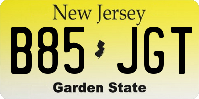 NJ license plate B85JGT