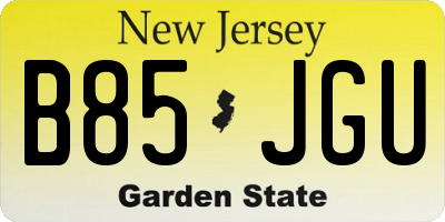 NJ license plate B85JGU