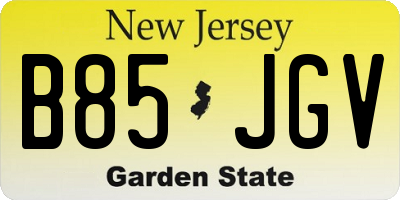 NJ license plate B85JGV