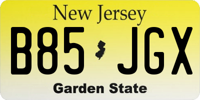 NJ license plate B85JGX