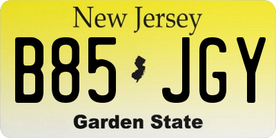 NJ license plate B85JGY