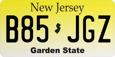 NJ license plate B85JGZ