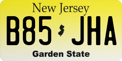 NJ license plate B85JHA