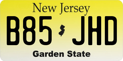 NJ license plate B85JHD