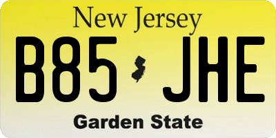 NJ license plate B85JHE
