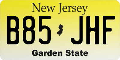 NJ license plate B85JHF