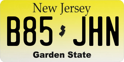 NJ license plate B85JHN