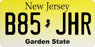 NJ license plate B85JHR