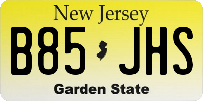 NJ license plate B85JHS