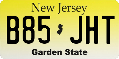 NJ license plate B85JHT