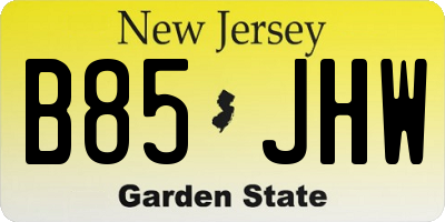 NJ license plate B85JHW