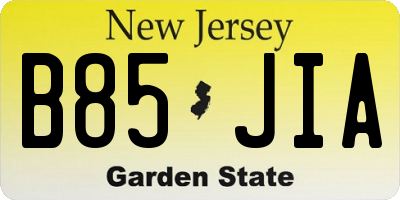 NJ license plate B85JIA