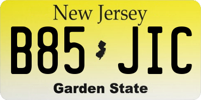 NJ license plate B85JIC