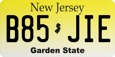 NJ license plate B85JIE