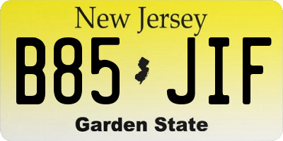 NJ license plate B85JIF