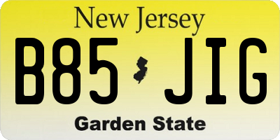 NJ license plate B85JIG