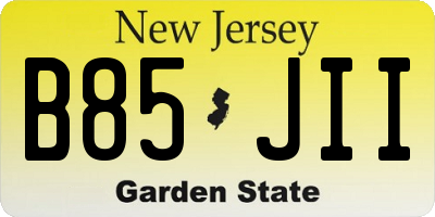 NJ license plate B85JII