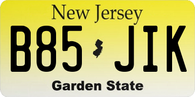 NJ license plate B85JIK