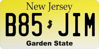 NJ license plate B85JIM
