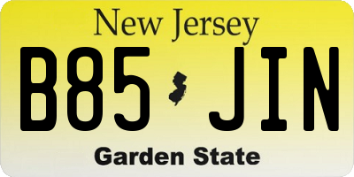 NJ license plate B85JIN
