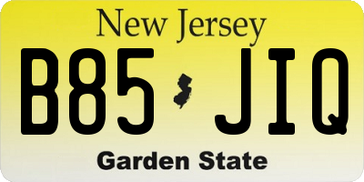 NJ license plate B85JIQ