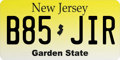 NJ license plate B85JIR