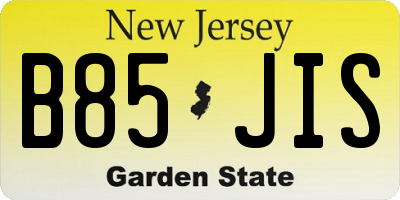 NJ license plate B85JIS