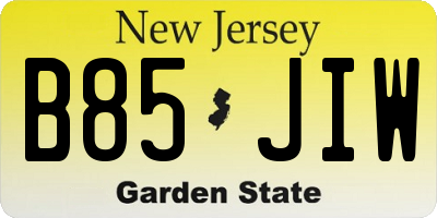 NJ license plate B85JIW