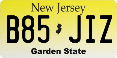 NJ license plate B85JIZ