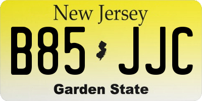 NJ license plate B85JJC