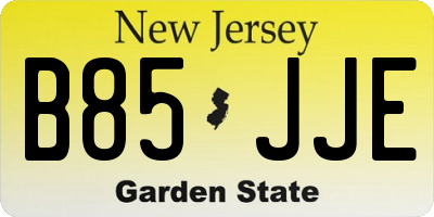 NJ license plate B85JJE