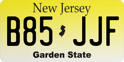 NJ license plate B85JJF