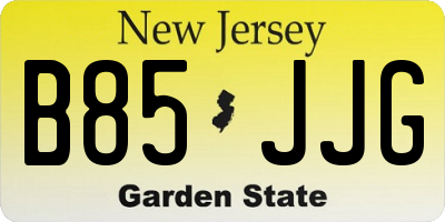 NJ license plate B85JJG