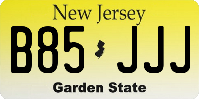 NJ license plate B85JJJ