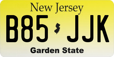 NJ license plate B85JJK