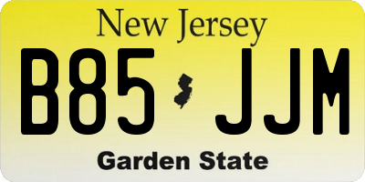 NJ license plate B85JJM