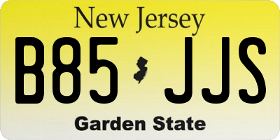 NJ license plate B85JJS
