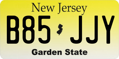NJ license plate B85JJY