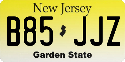 NJ license plate B85JJZ