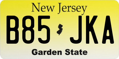 NJ license plate B85JKA